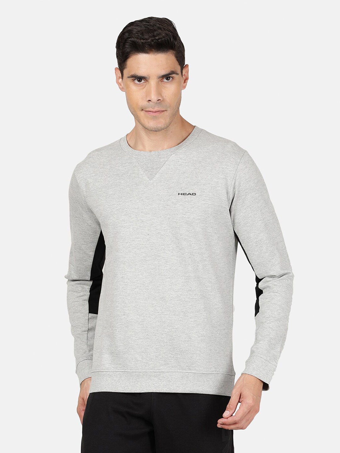 

Head Men Grey Melange Solid Sports Sweatshirt