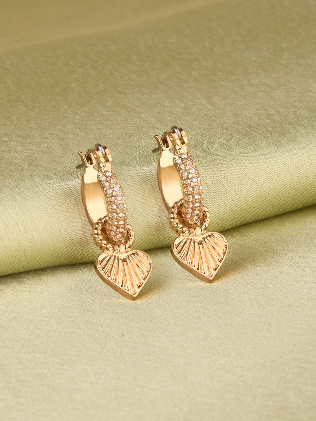 

Accessorize London Pave Heart Hoop Earrings, Gold