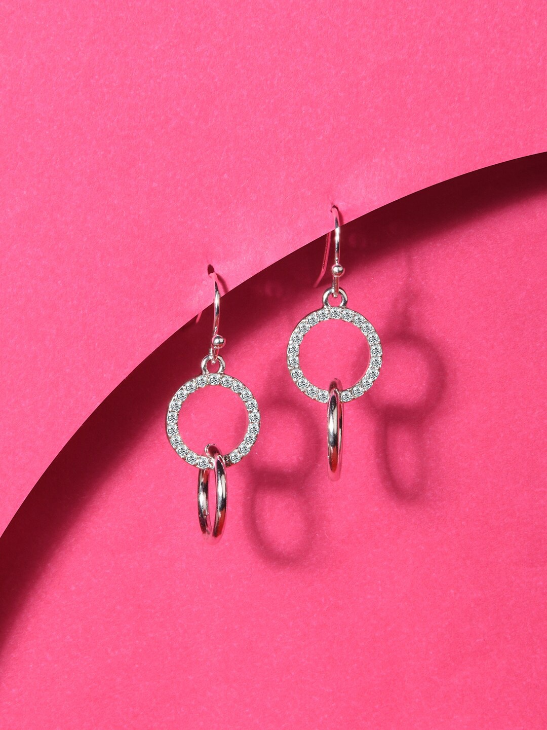 

Accessorize London Silver-Toned Pave Linked Circular Drop Earrings