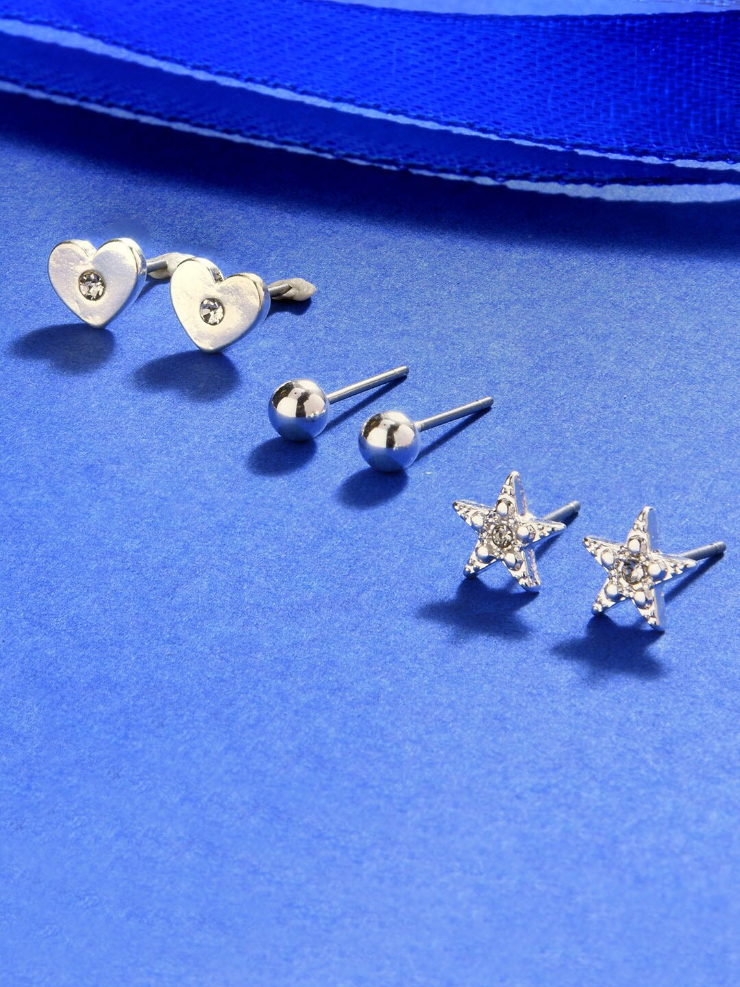 

Accessorize London Set of 3 Geometric Stud Earrings, Silver