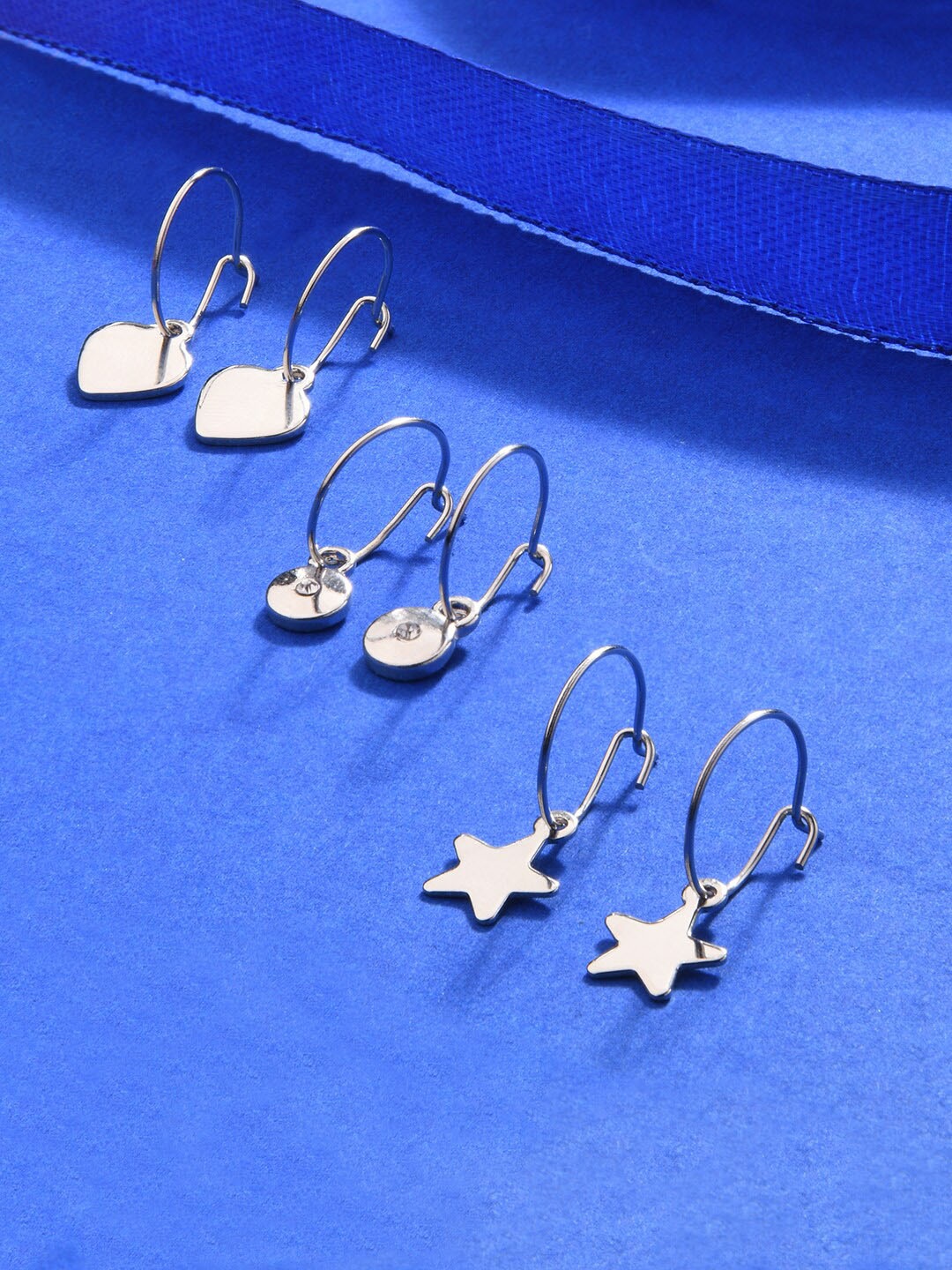 

Accessorize London Set of 3 Silver-Toned Circular Drop Earrings