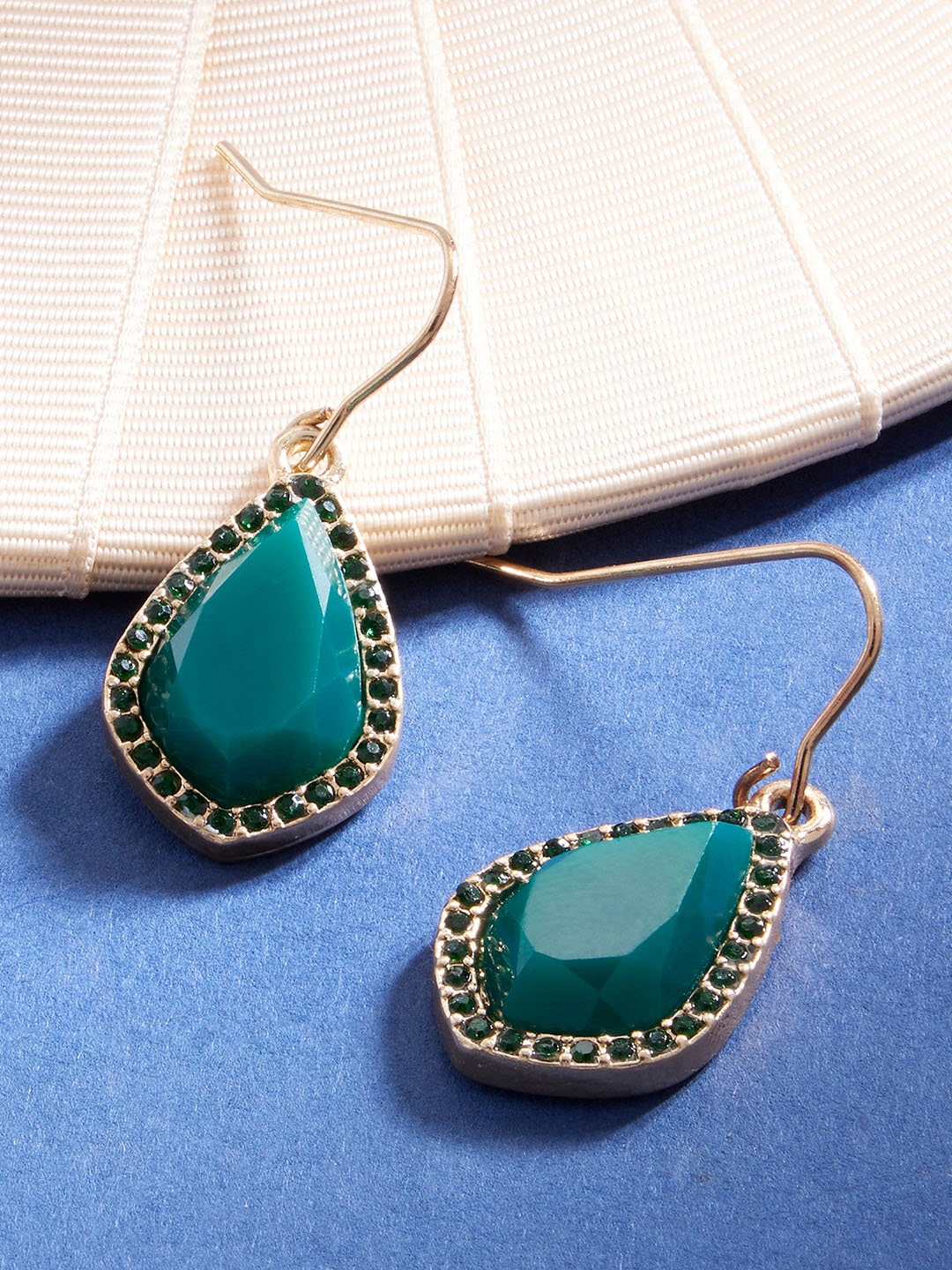 

Accessorize London Green Willow Halo Stone Oval Drop Earrings
