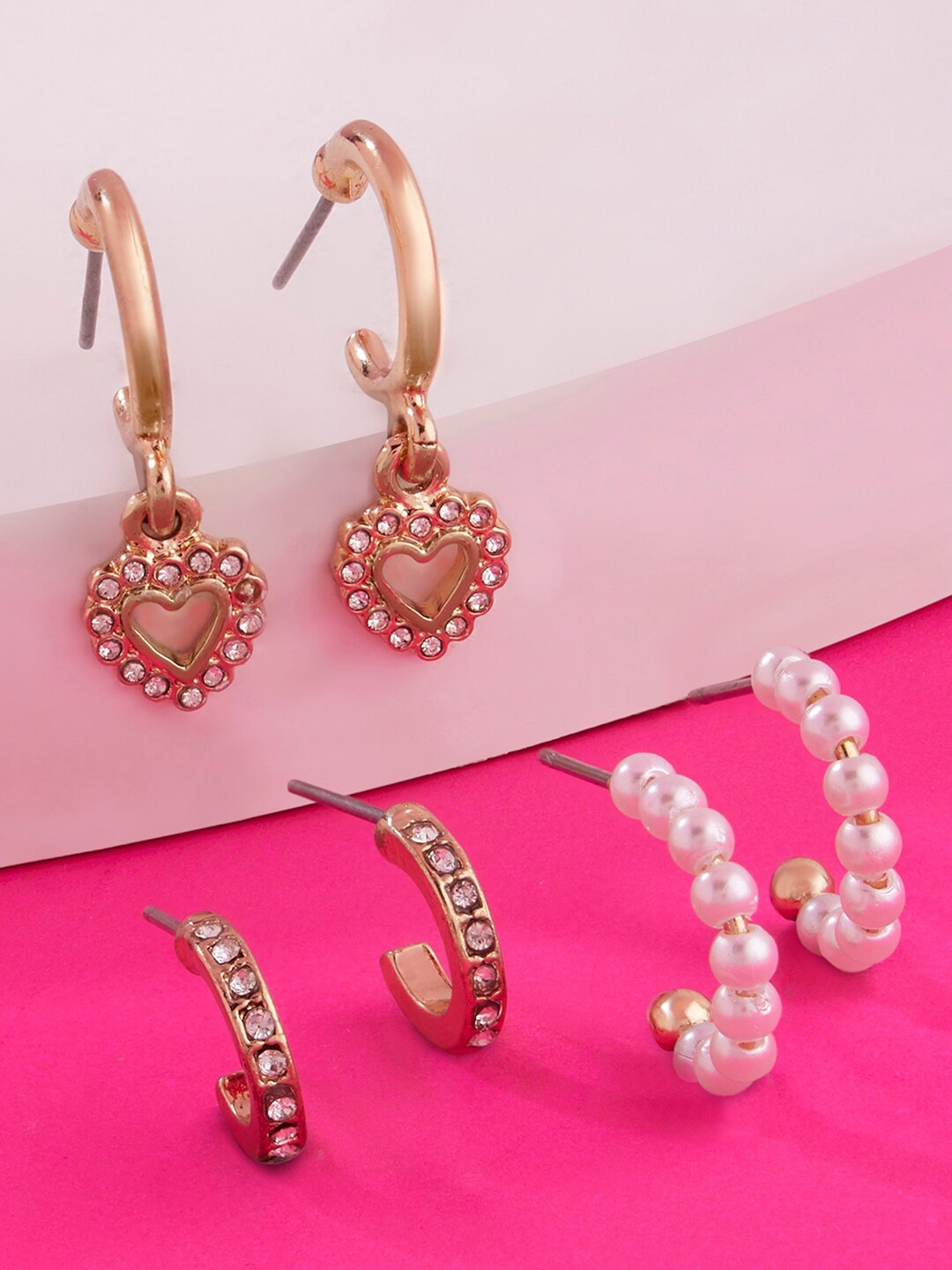 

Accessorize London Off Set of 3 Circular Half Hoop Earrings, Off white