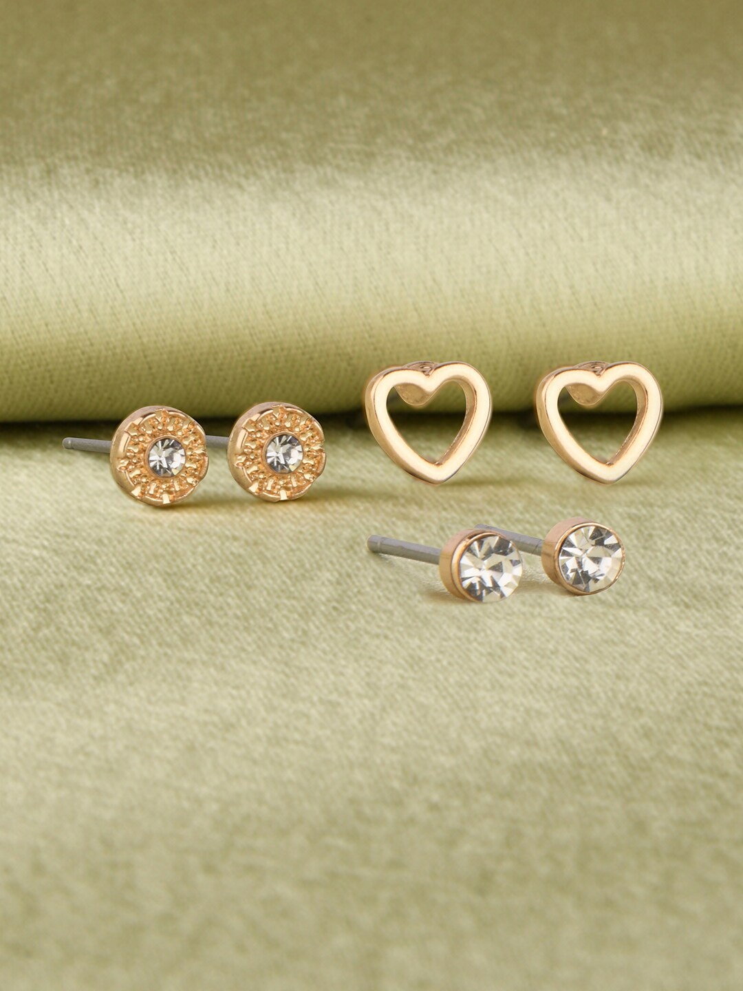 

Accessorize London Set of 3 Gold-Toned Circular Studs Earrings