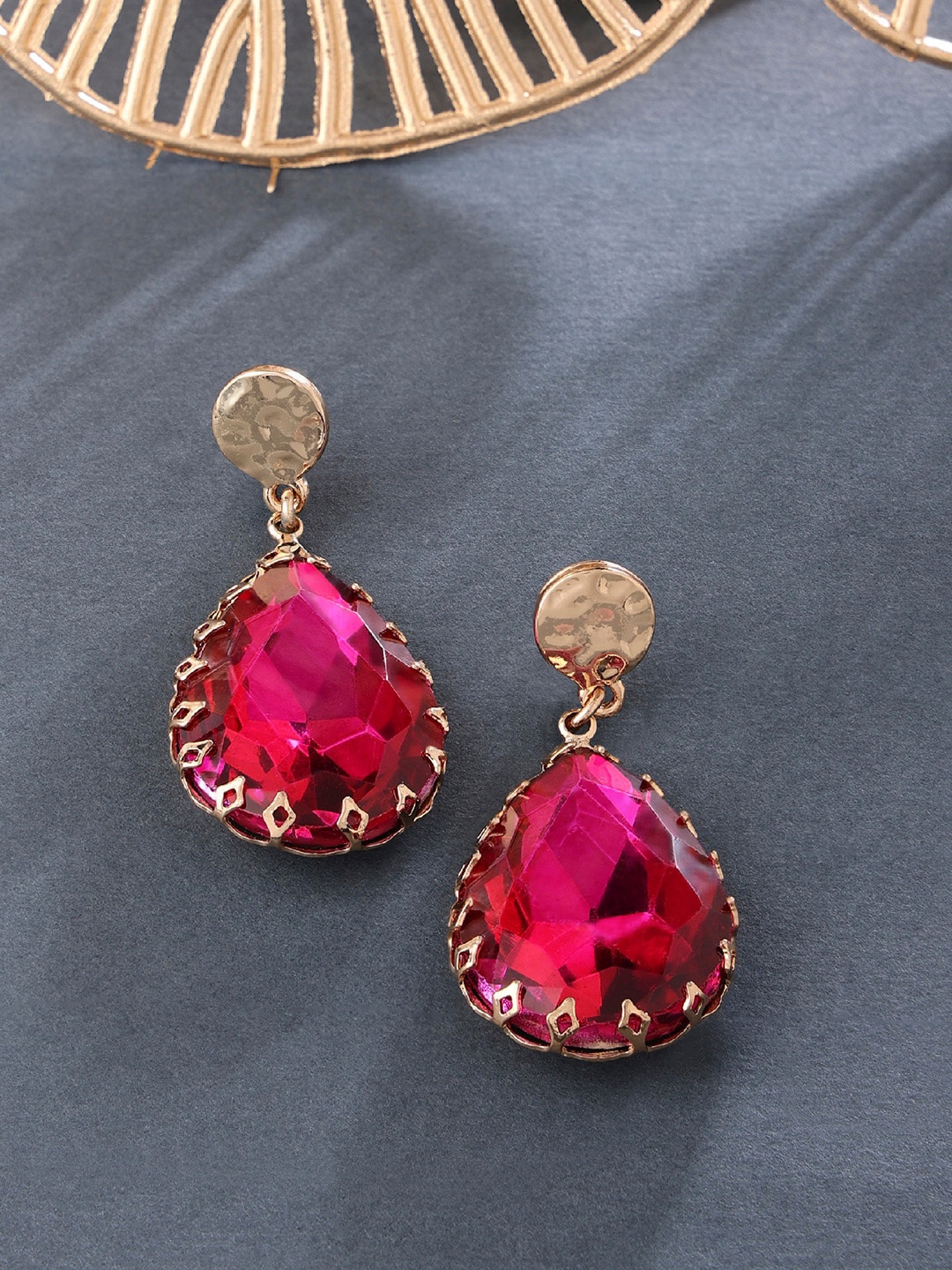 

Accessorize London Women Willow Fancy Gem Statement Drop Earrings, Fuchsia
