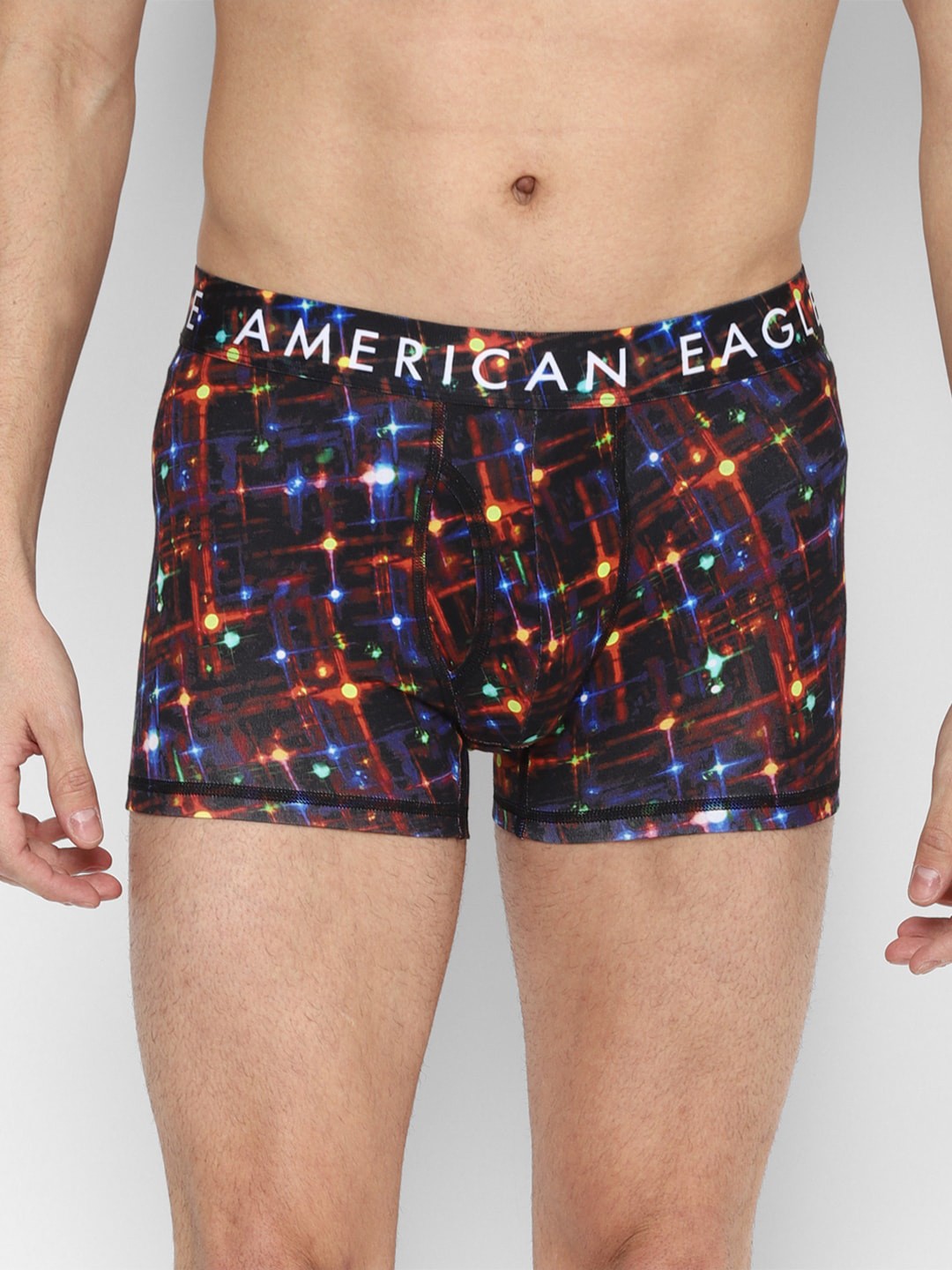 

AMERICAN EAGLE OUTFITTERS Men Black & Blue Printed Trunks WEE0231745073
