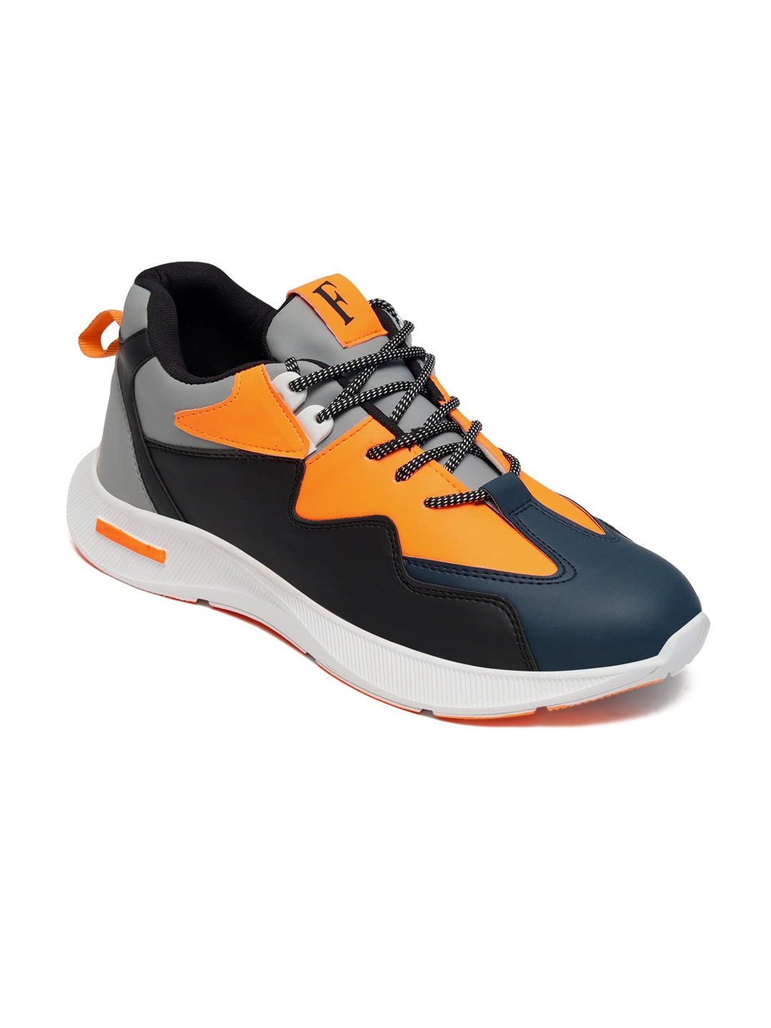 

birgos Men Orange Colourblocked Sneakers