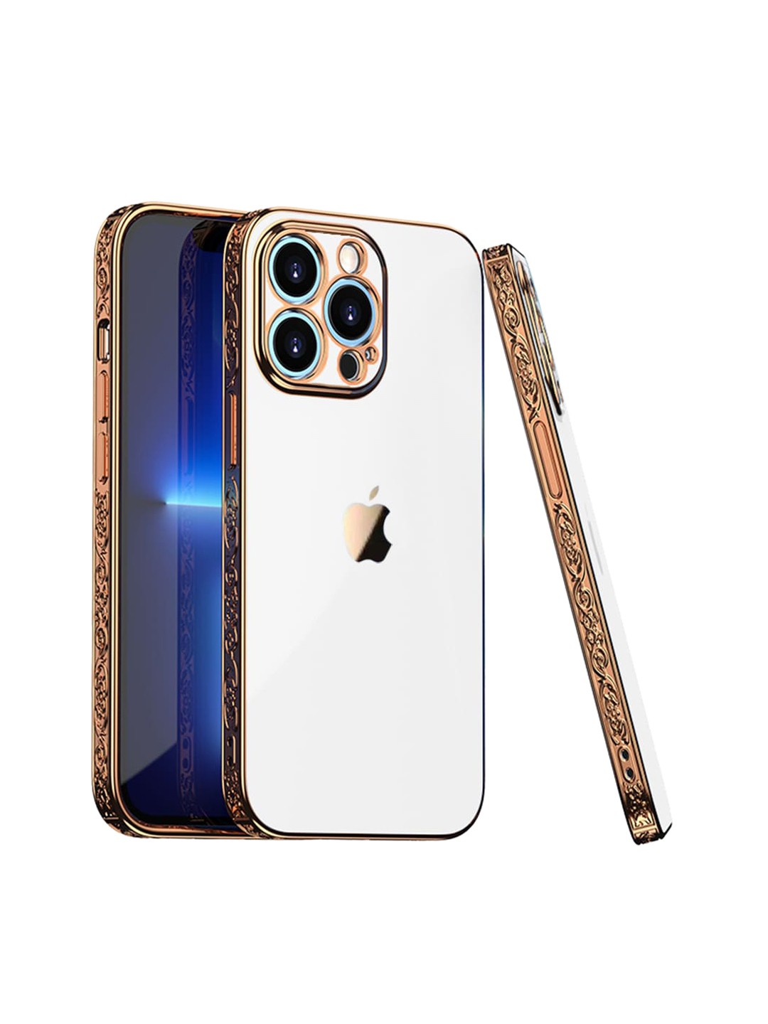 

TREEMODA White Solid Embossed iPhone 12 Pro Max Back Case