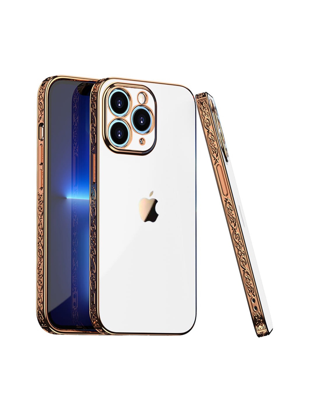 

TREEMODA White Electroplated Embossed Edge iPhone 11 Promax Silicone Back Case