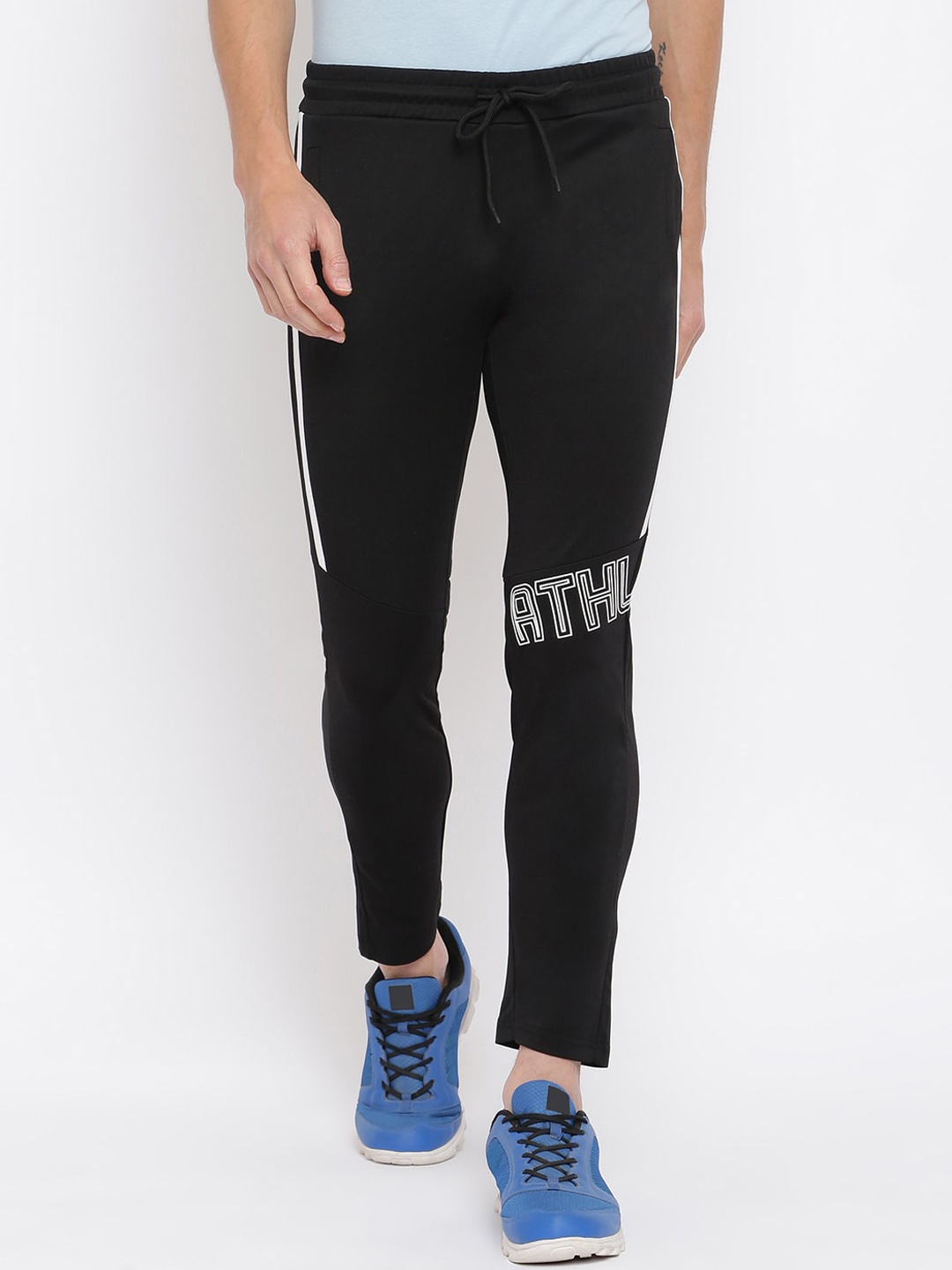 

R&B Men Black Printed Slip-on Sports Track Pants