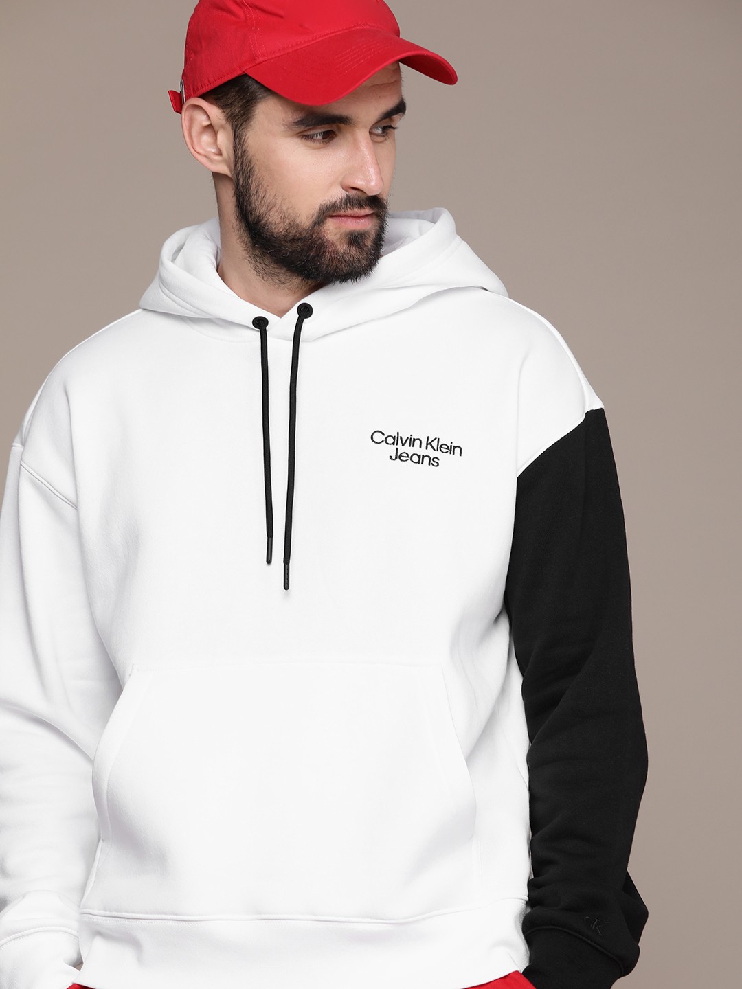 

Calvin Klein Jeans Men White Hooded Sweatshirt