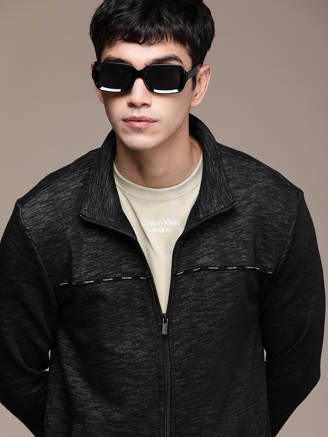 

Calvin Klein Jeans Men Black Self Design Sweatshirt