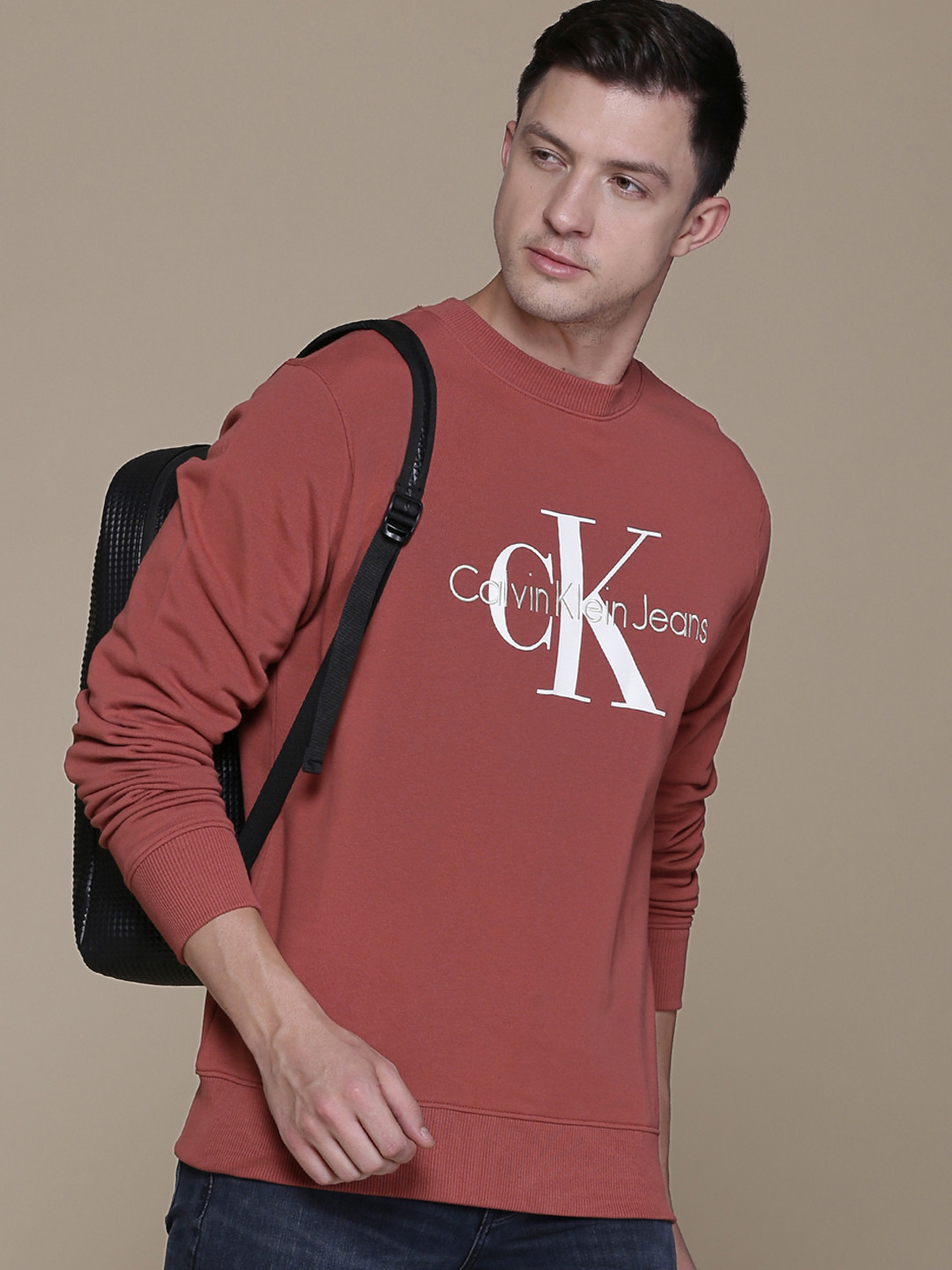 

Calvin Klein Jeans Men Red & White Brand Logo Embroidered Sweatshirt