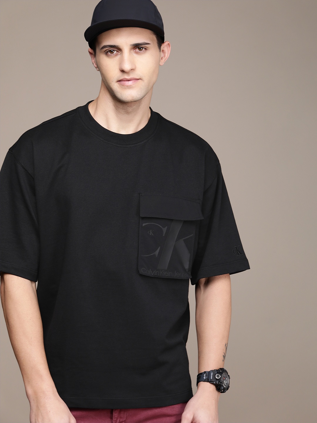 

Calvin Klein Jeans Men Black Pocket Detail Pure Cotton Sweatshirt