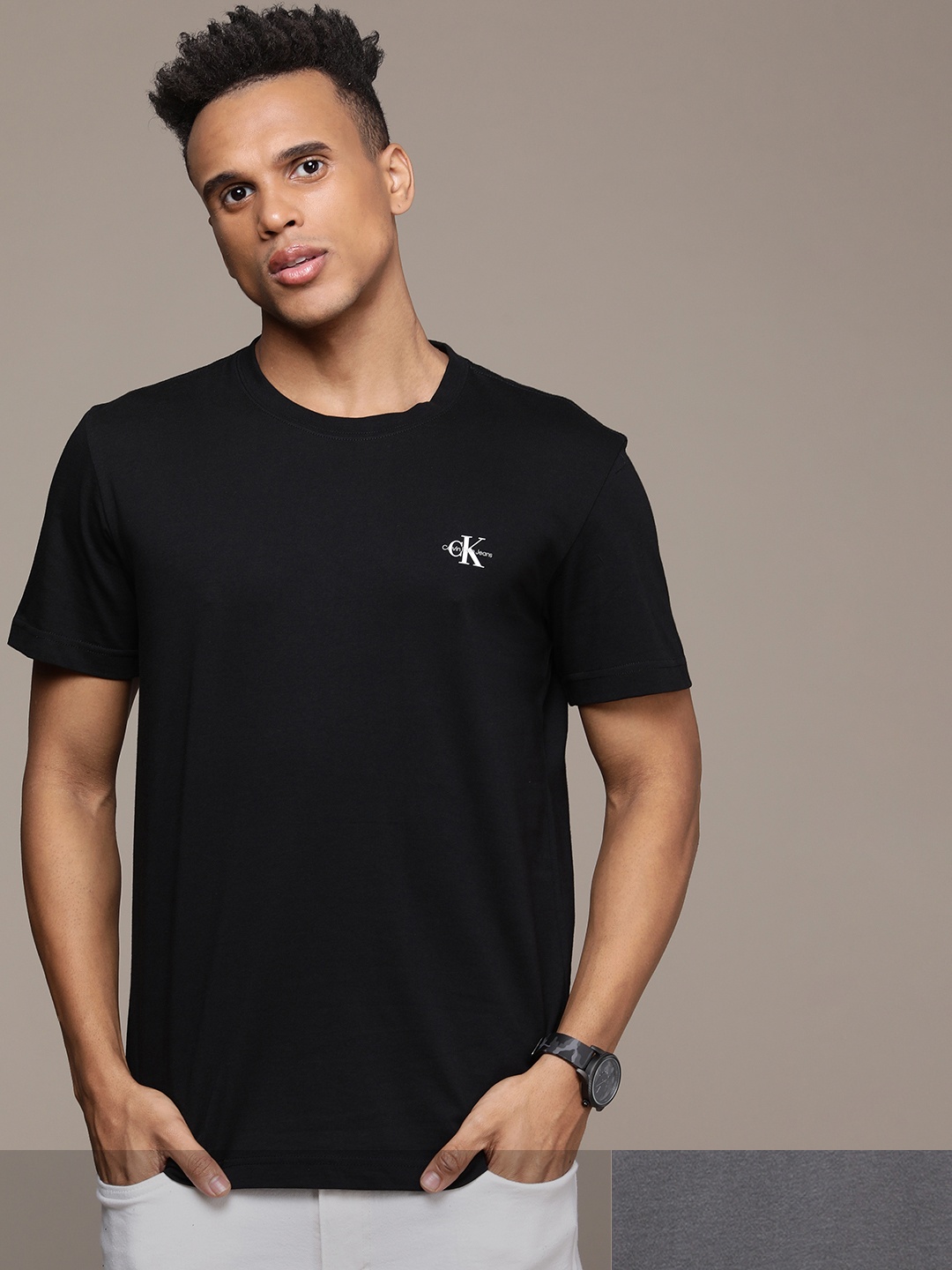 

Calvin Klein Jeans Men Pack of 2 Pure Cotton T-shirts, Black