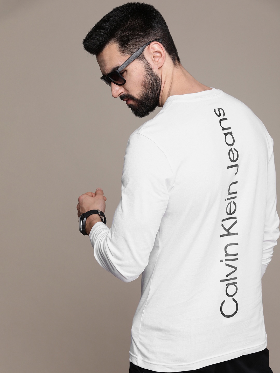 

Calvin Klein Jeans Men White Typography Printed Pure Cotton T-shirt