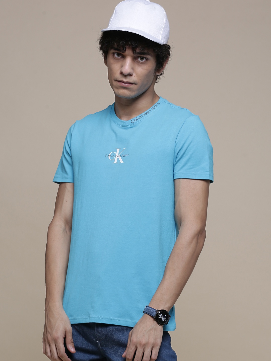

Calvin Klein Jeans Men Blue Brand Logo T-shirt