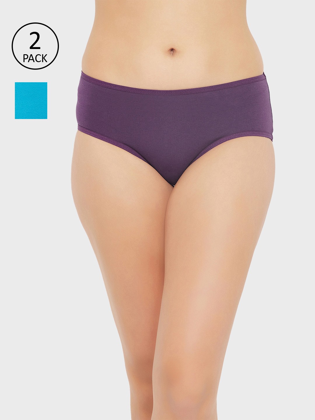 

Clovia Women Pack Of 2 Solid Hipster Briefs, Blue