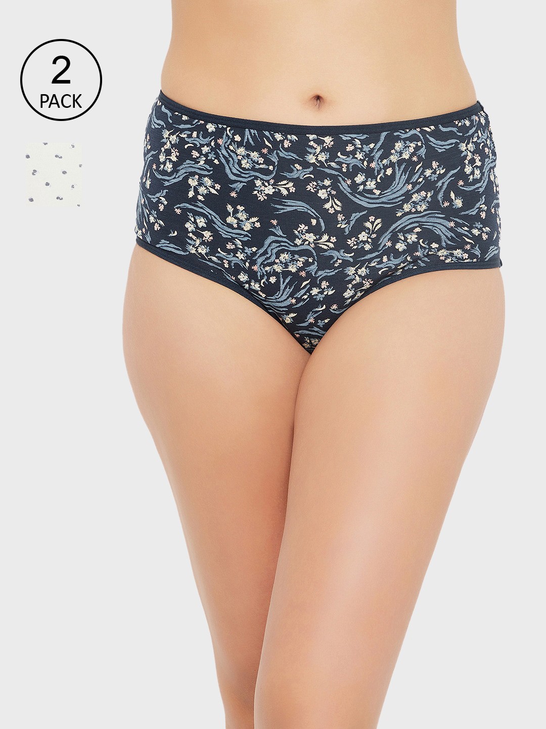 

Clovia Women Pack Of 2 Printed Cotton Hipster Briefs, White