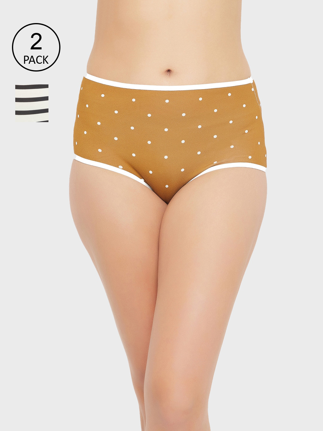 

Clovia Women Pack of 2 Brown & White Printed Boys Shorts Briefs