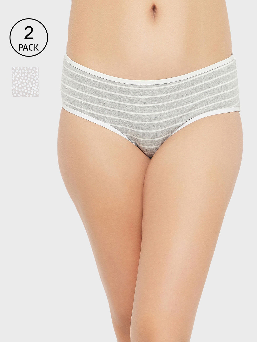 

Clovia Women Pack of 2 Grey & White Printed Hipster Briefs