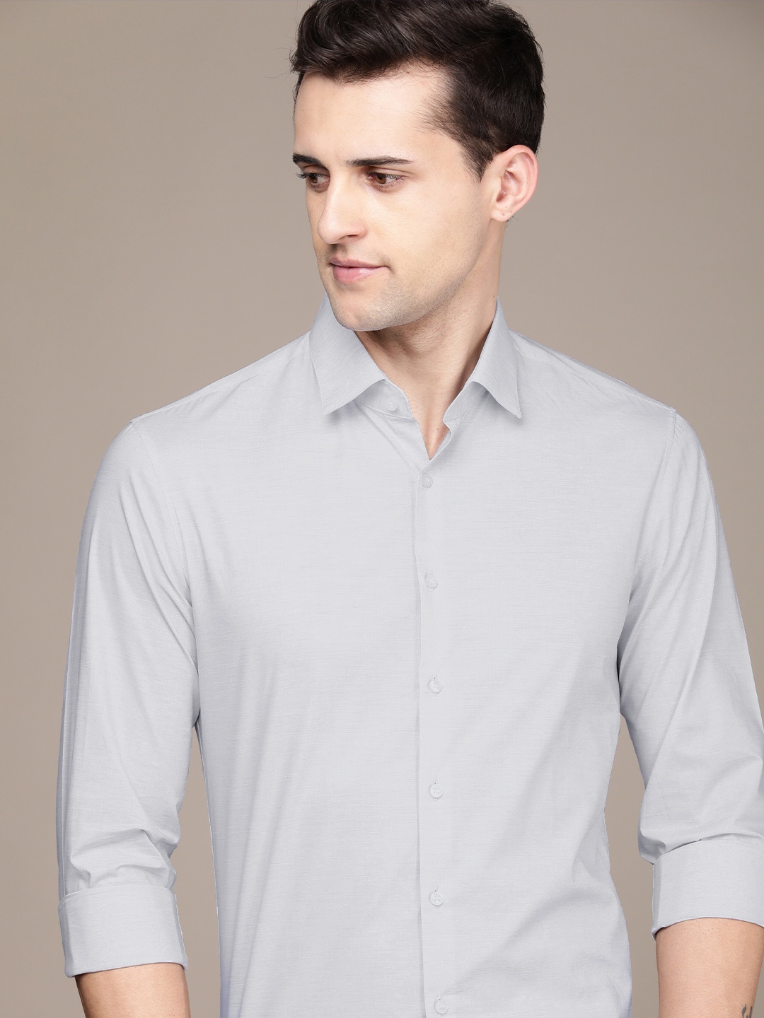 

Calvin Klein Jeans Men Blue Self Designed Smart Slim Fit Casual Shirt