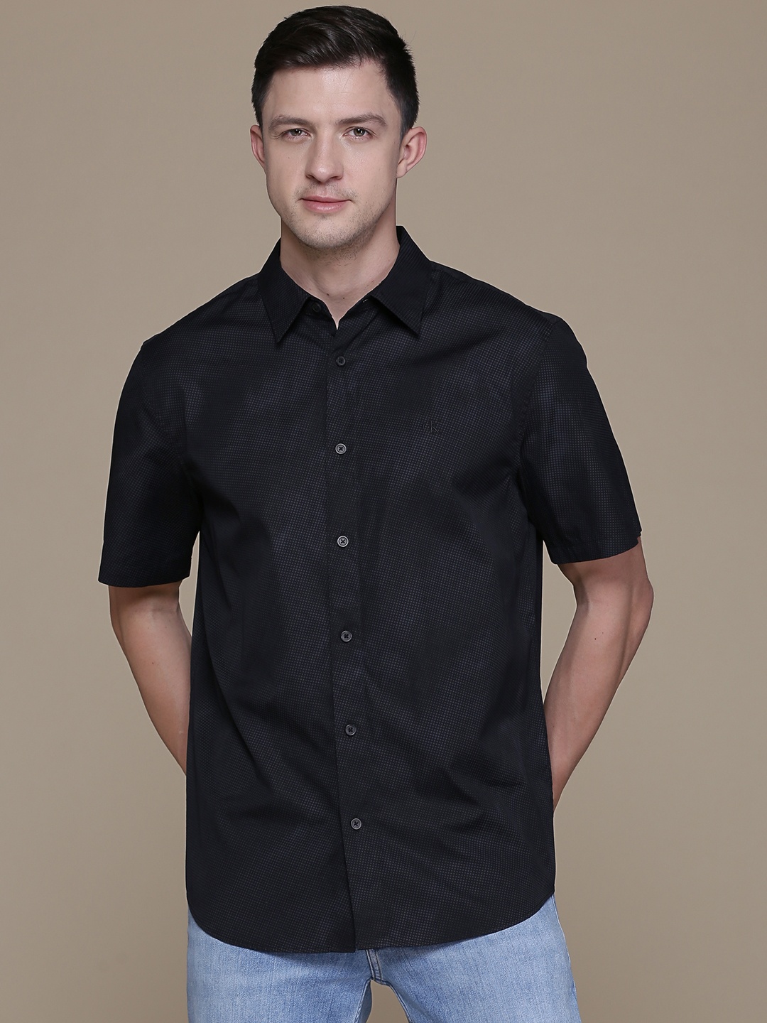 

Calvin Klein Jeans Men Black Boxy Digo Camo Printed Casual Shirt