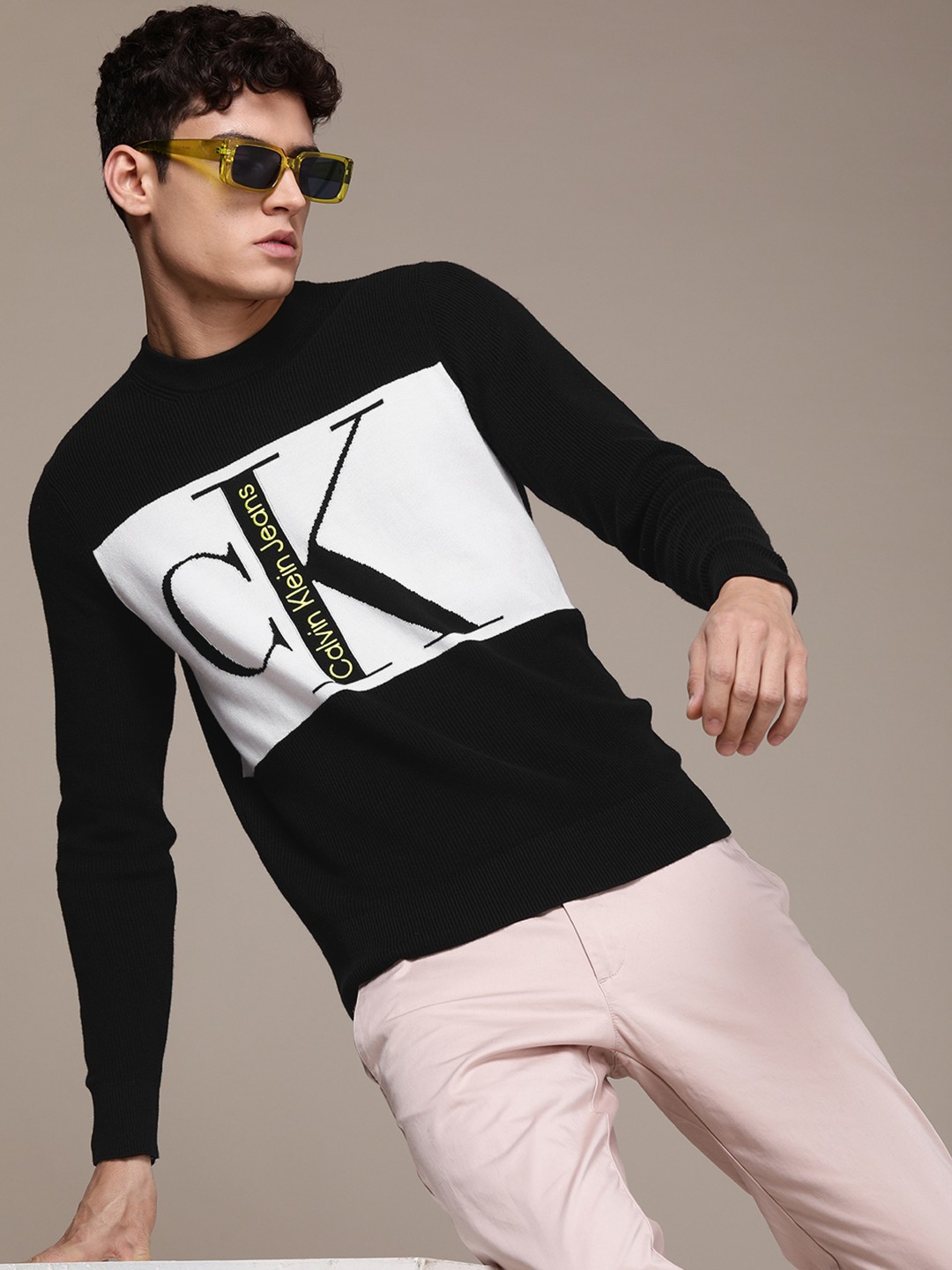 

Calvin Klein Jeans Men Black Printed Pullover