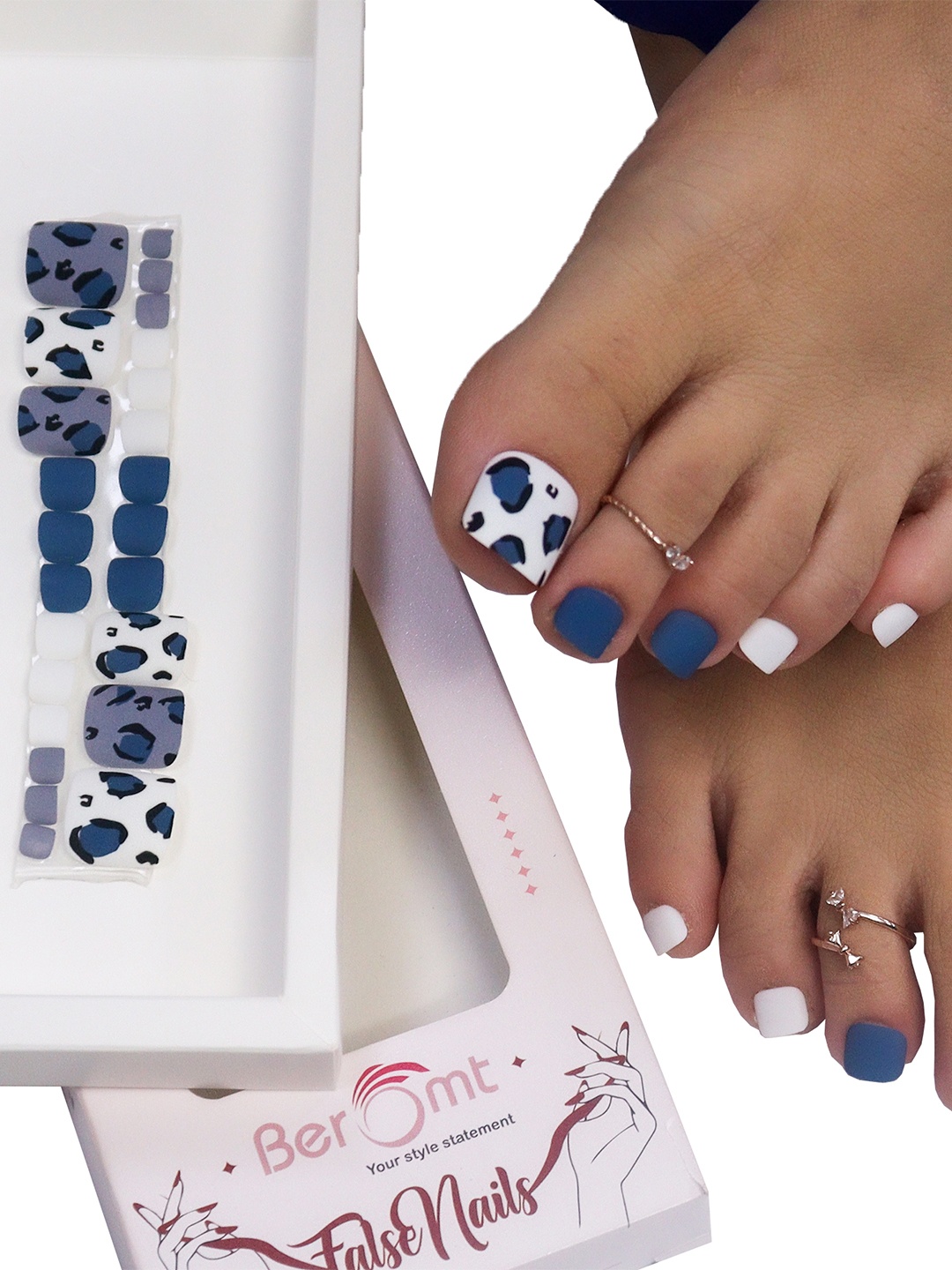 

BEROMT 24 Pcs Long-Lasting Reusable Lightweight Salon Finish Press on Toe Nail Tips - 235, White