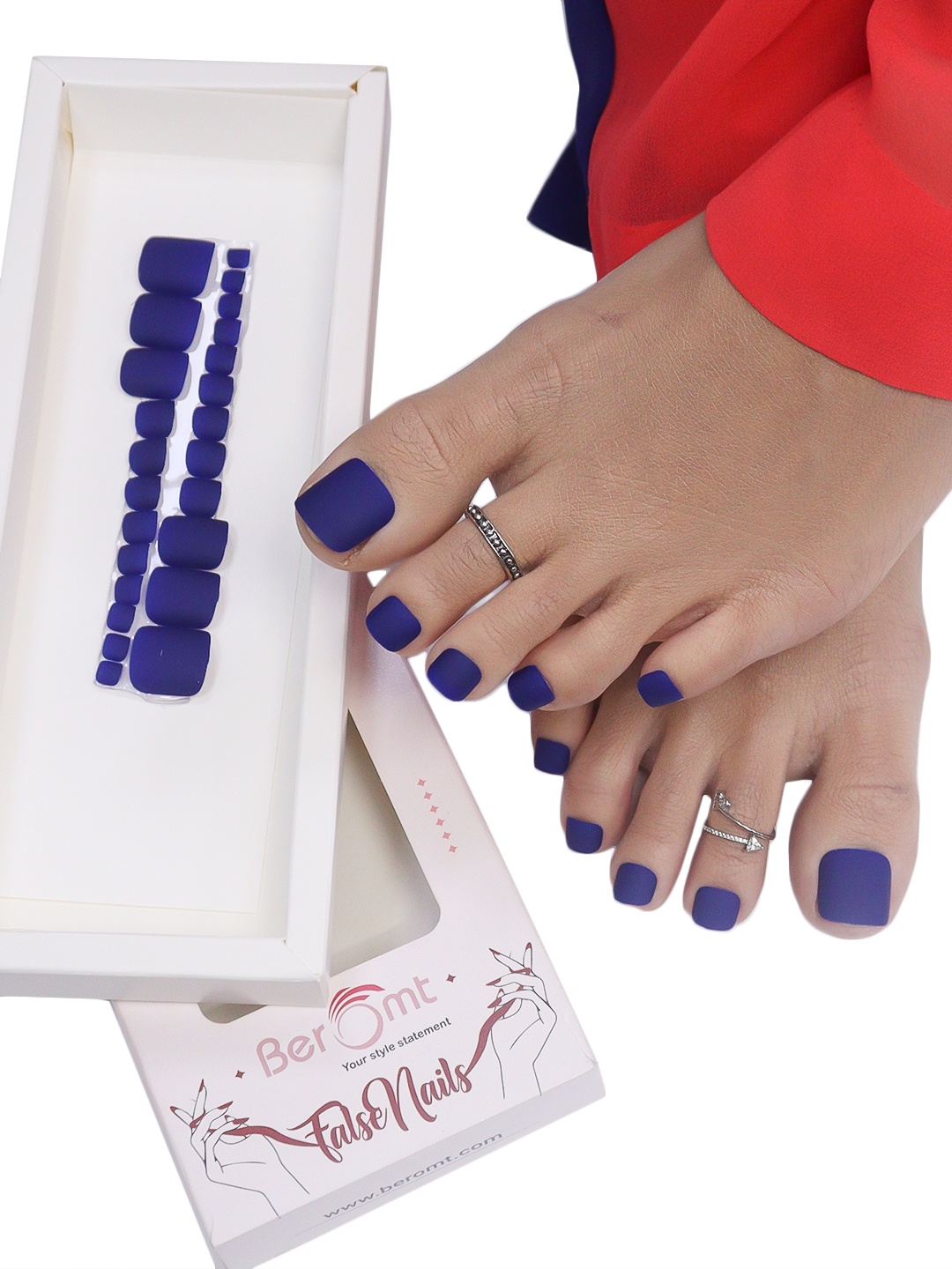 

BEROMT Blue False Toe Nails Pack