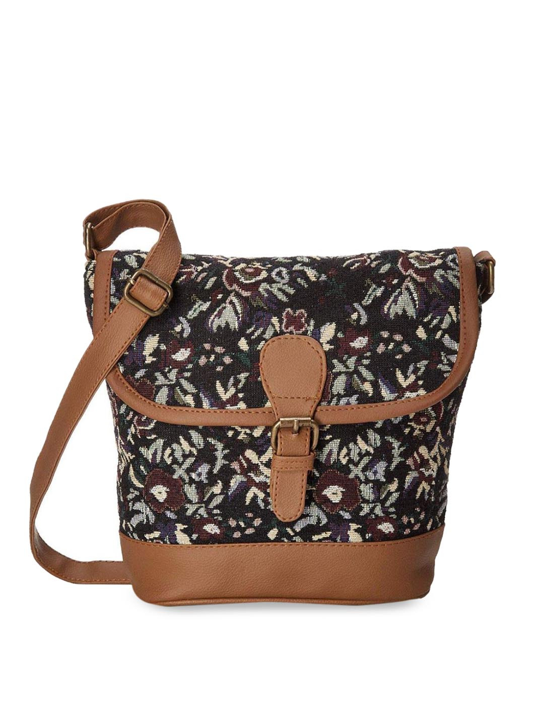 

Kanvas Katha Multicoloured Floral Printed Structured Sling Bag, Multi