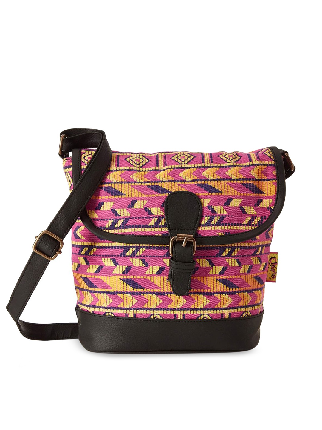 

Kanvas Katha Multicoloured Ethnic Motifs Structured Sling Bag, Multi