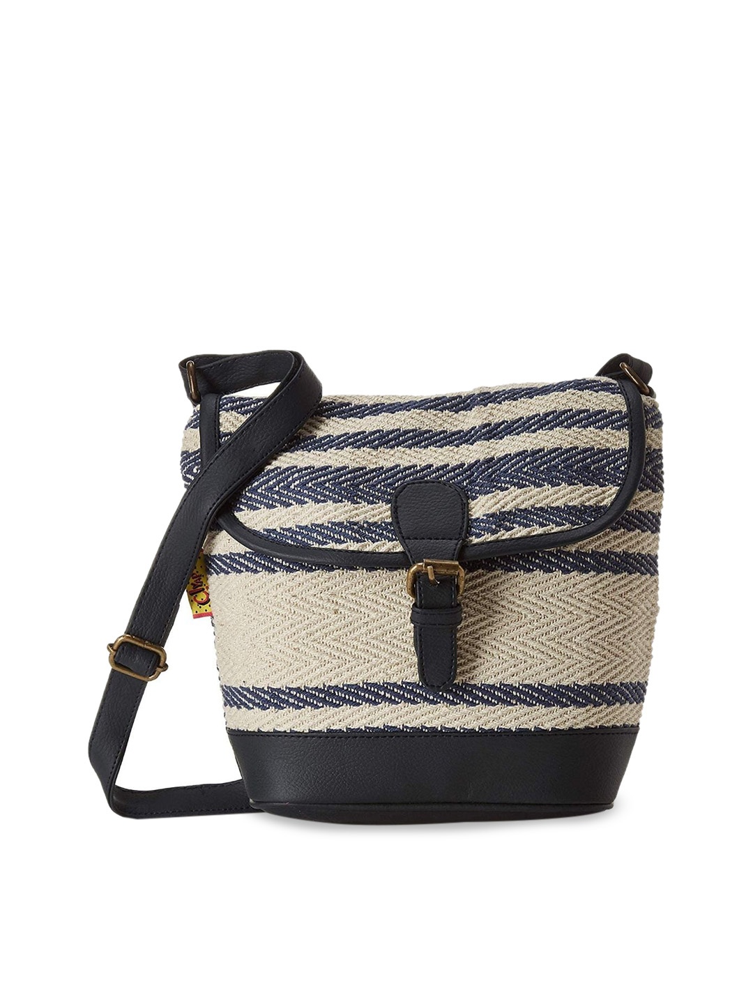

Kanvas Katha Multicoloured Striped Structured Sling Bag, Multi