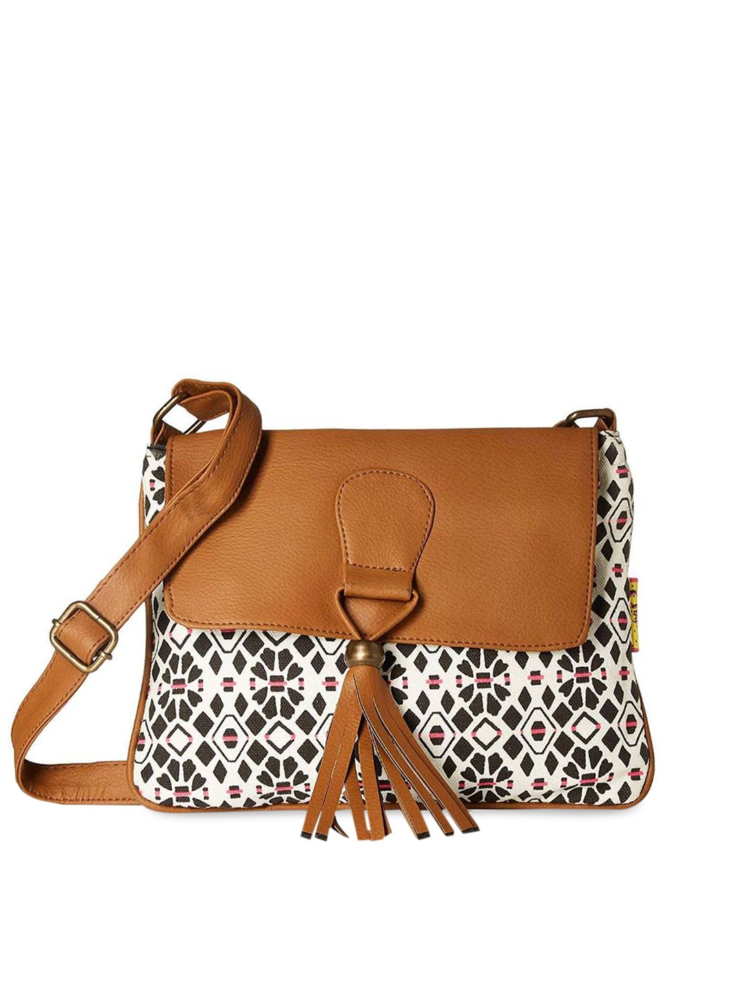 

Kanvas Katha Multicoloured Geometric Bowling Sling Bag with Tasselled, Multi