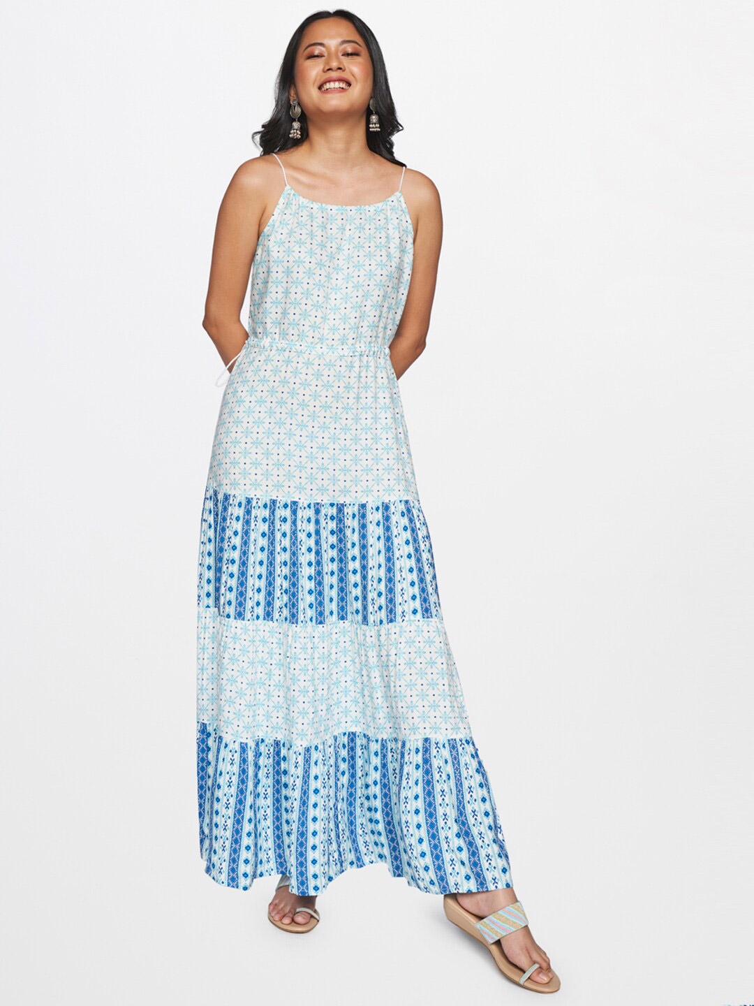 

Global Desi Green Ethnic Motifs Maxi Dress