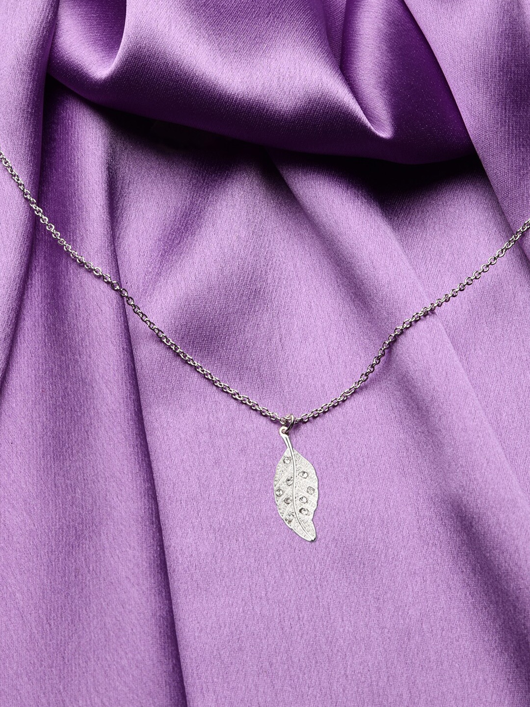 

Accessorize London Silver-Toned Crystal Leaf Pave Pendant Necklace