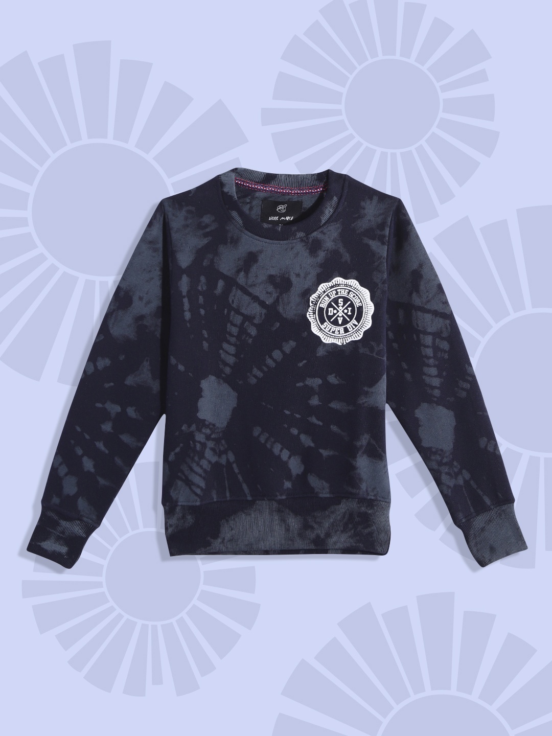 

Little Marco Boys Navy Blue & Grey Tie & Dye Printed Sweatshirt