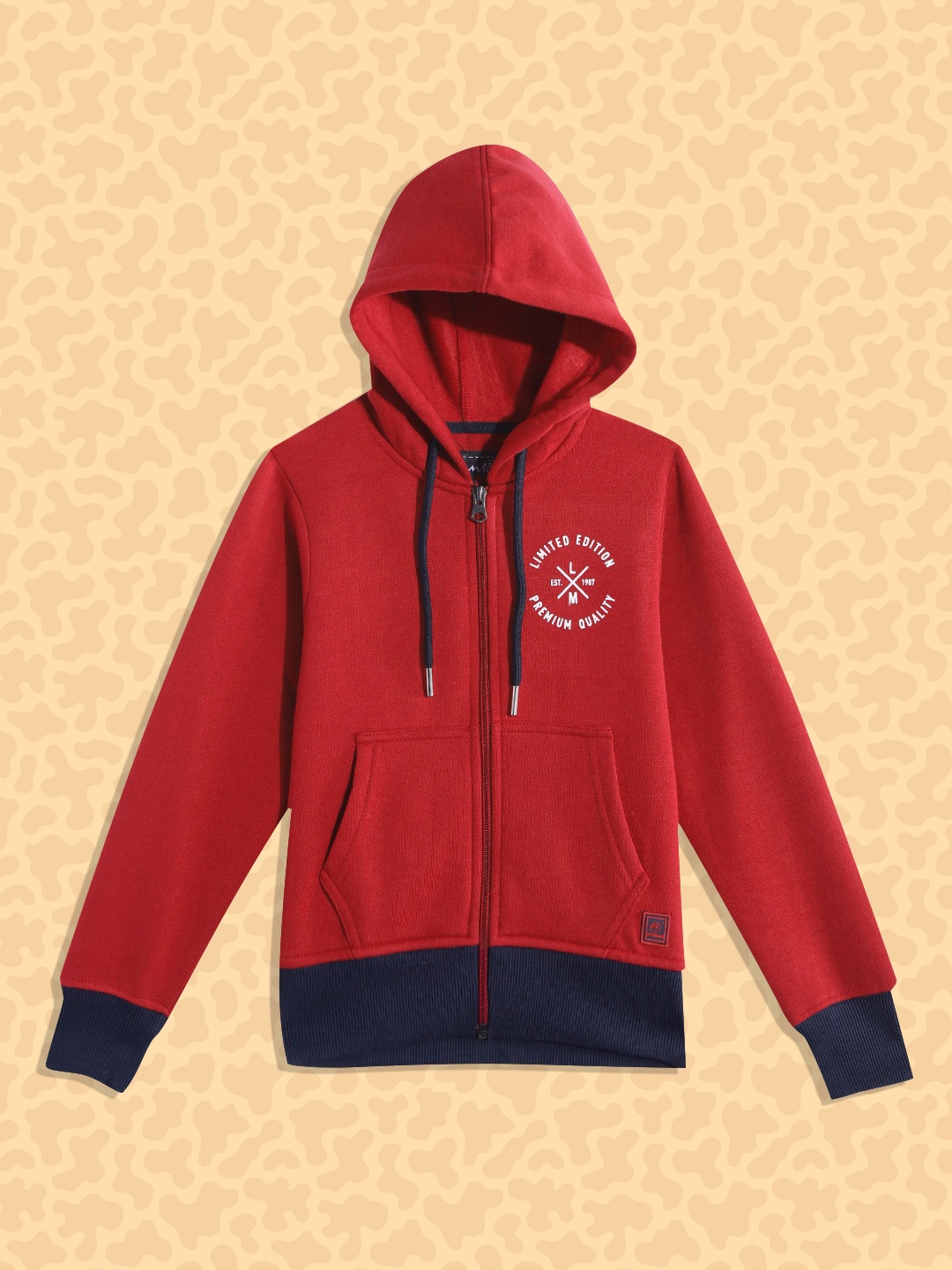 

Little Marco Boys Maroon Solid Hooded Sweatshirt
