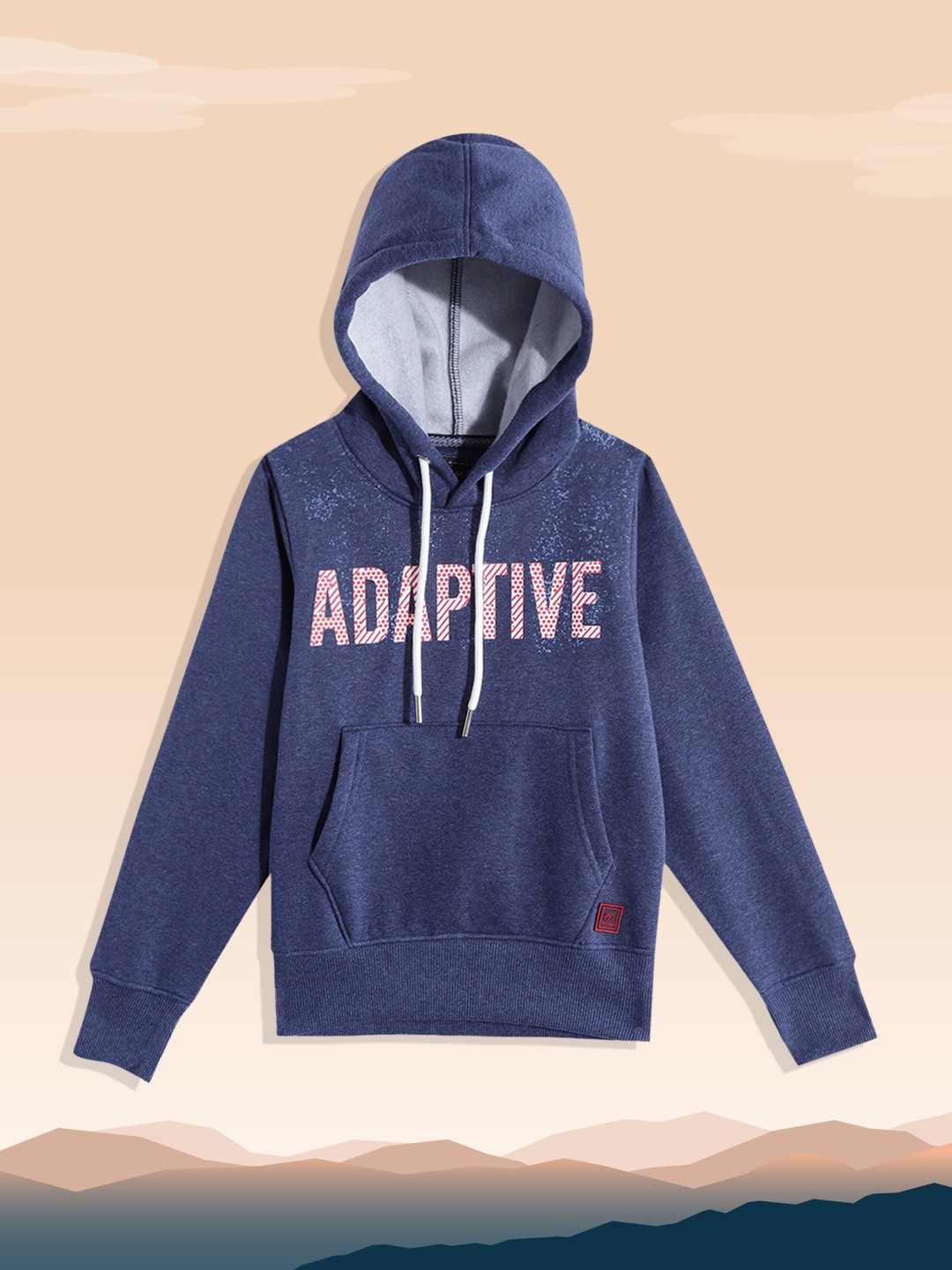

Little Marco Boys Navy Blue & White Typography Printed Hooded Sweatshirt