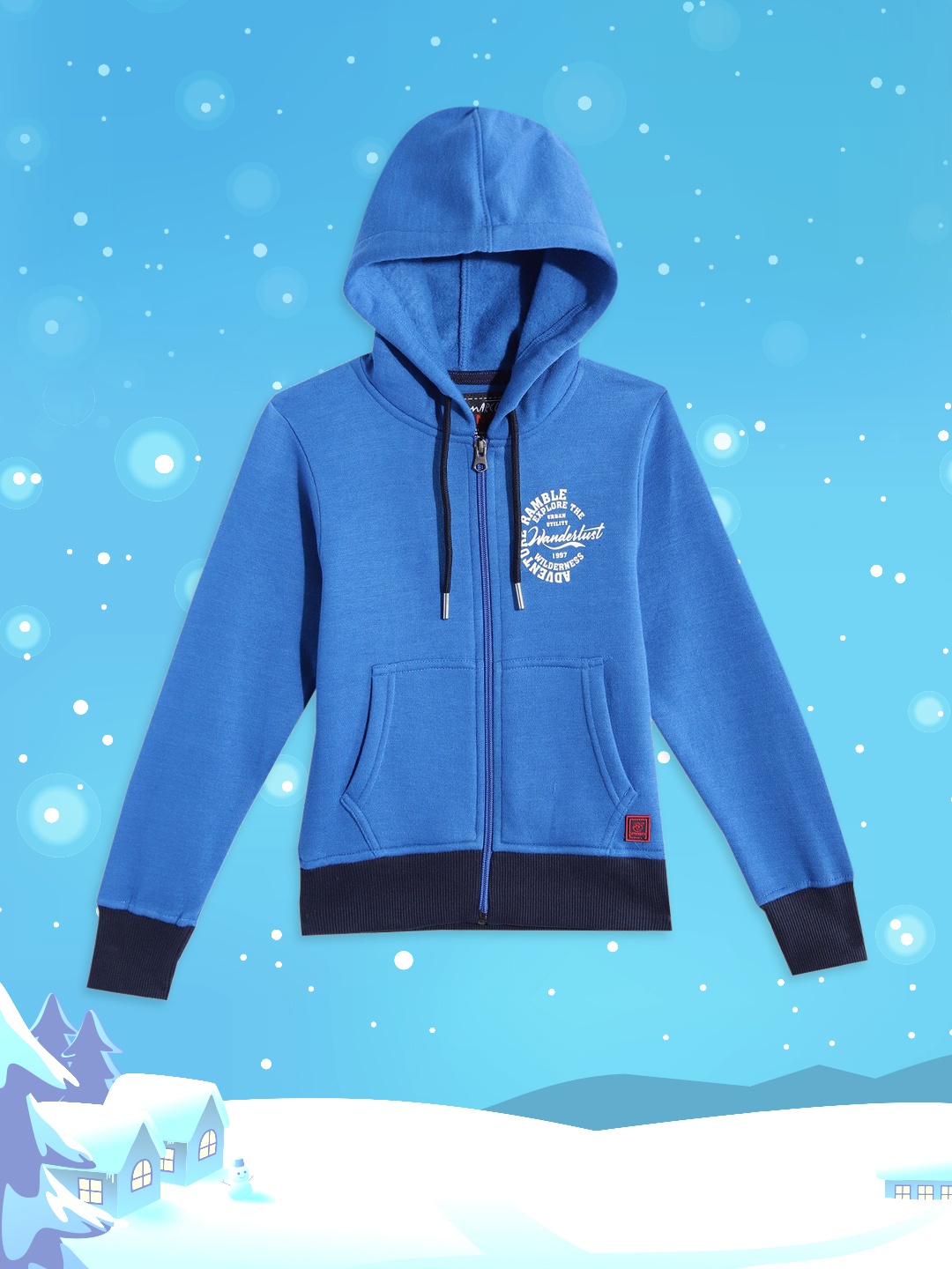 

Little Marco Boys Blue Solid Hooded Sweatshirt