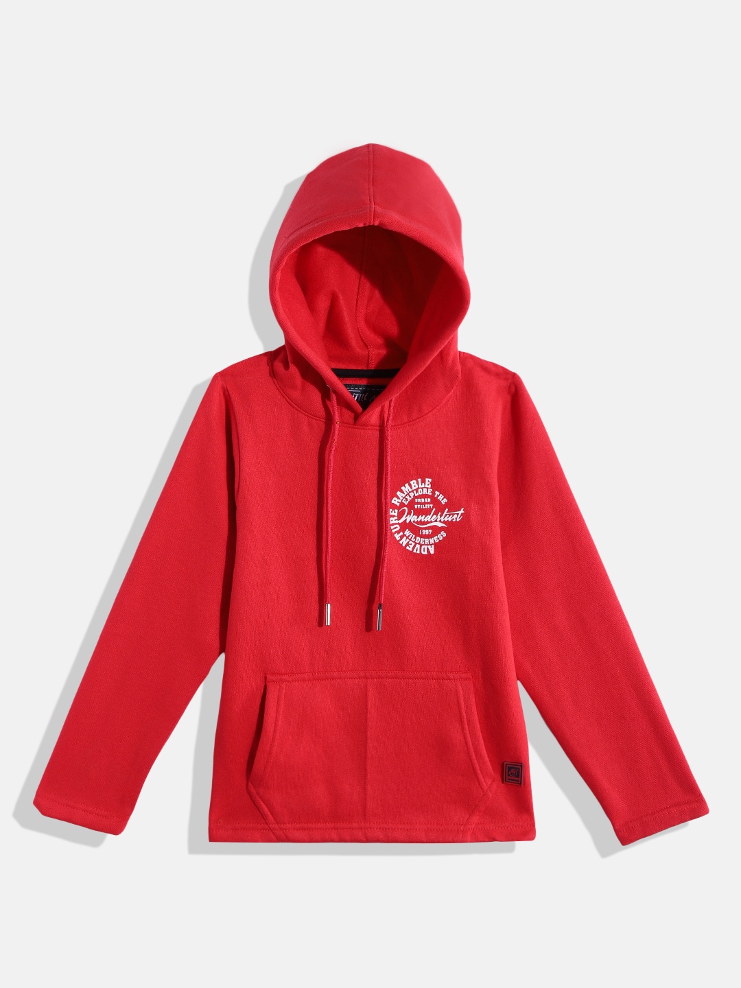 

Little Marco Boys Red Solid Hooded Sweatshirt