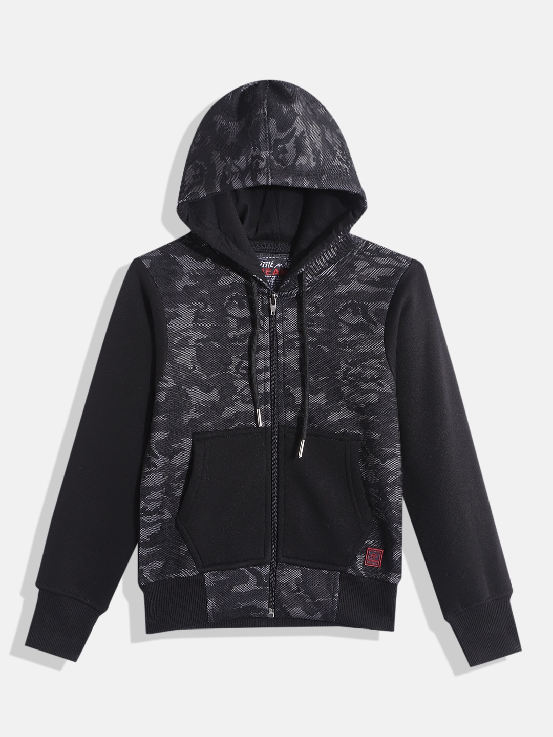 

Little Marco Boys Black & Charcoal Grey Camouflage Print Hooded Sweatshirt