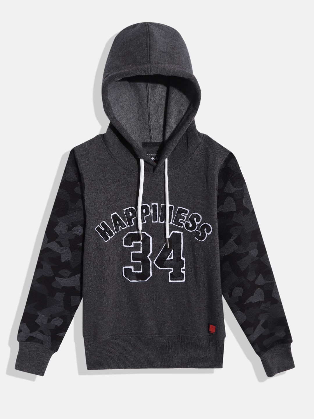 

Little Marco Boys Charcoal Grey Applique Detail Hooded Sweatshirt