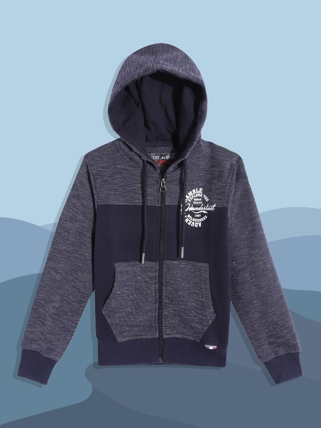

Little Marco Boys Navy Blue Solid Hooded Sweatshirt