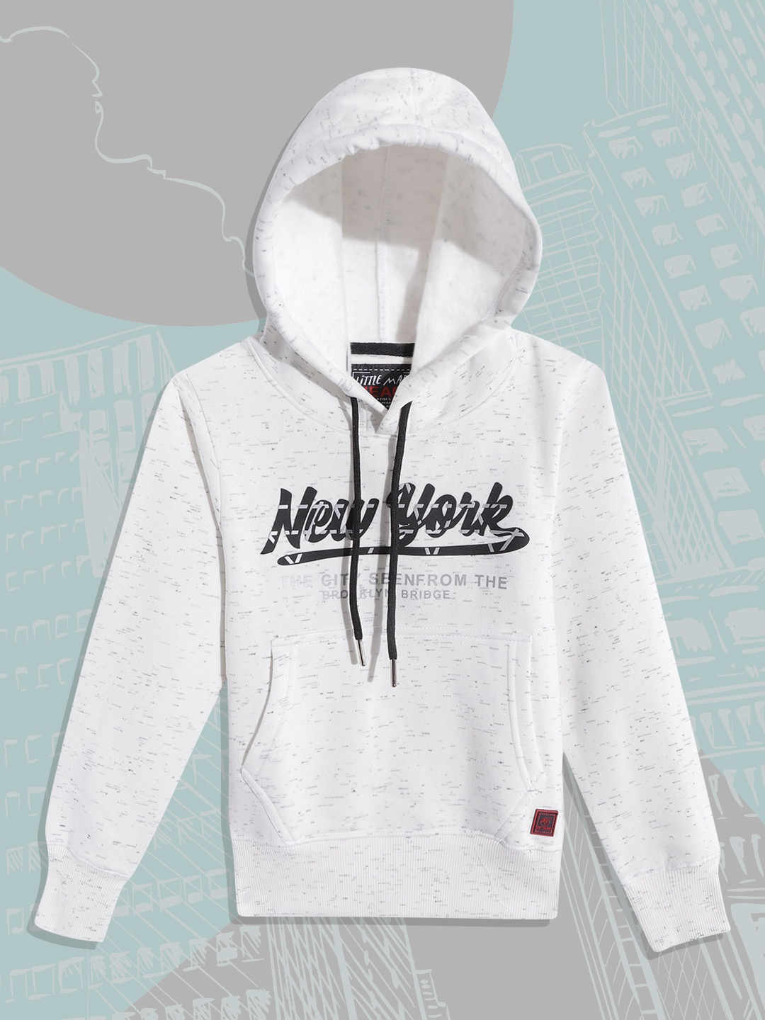 

Little Marco Boys White & Black Printed Hooded Sweatshirt