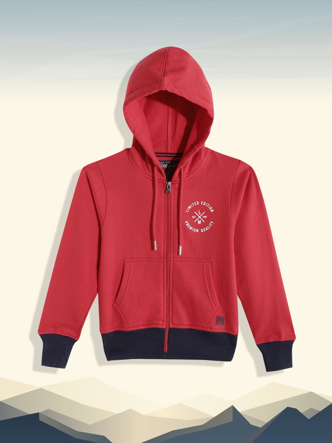 

Little Marco Boys Red Solid Hooded Sweatshirt