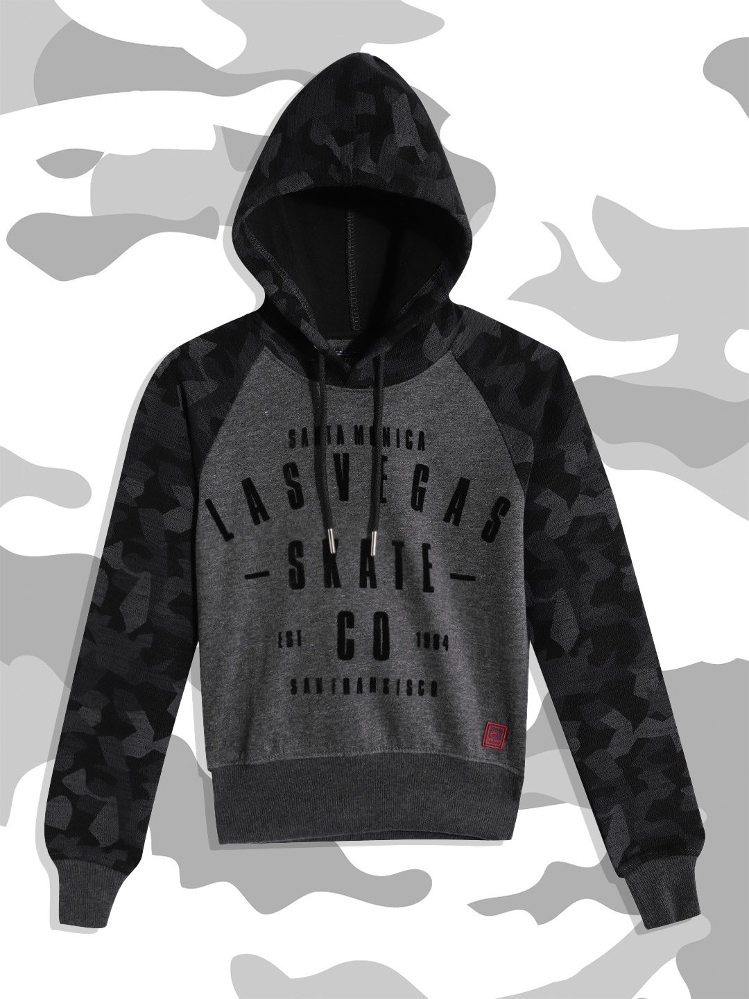 

Little Marco Boys Grey & Black Typography Printed Hooded Sweatshirt