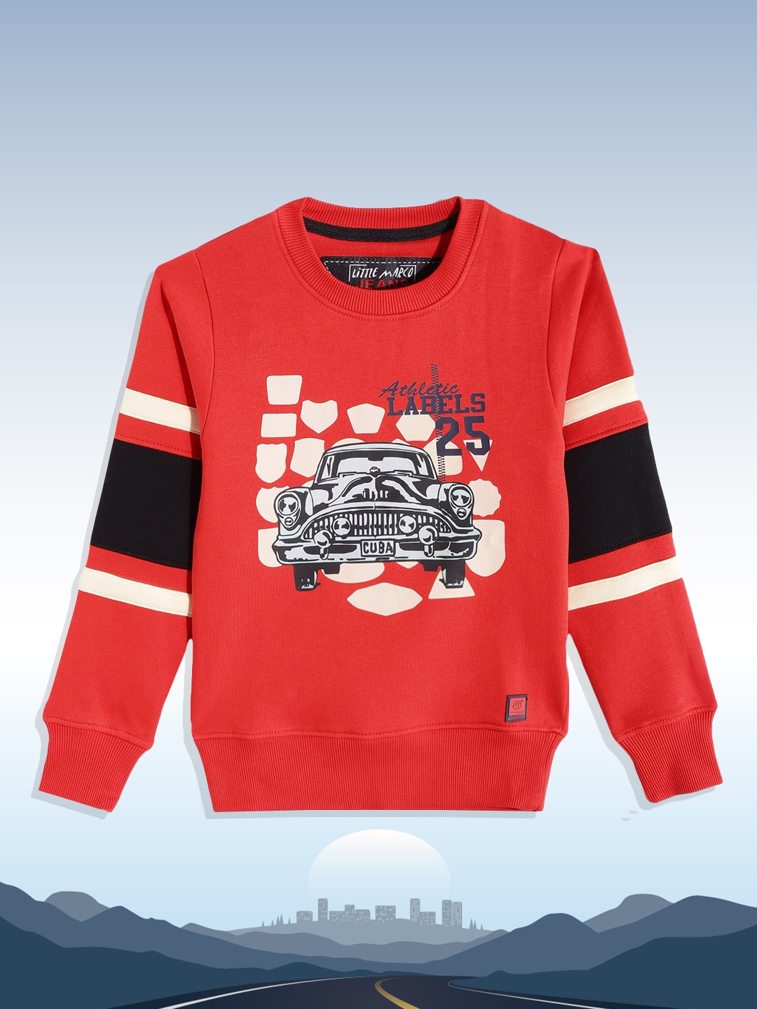 

Little Marco Boys Red & Black Graphic Printed Sweatshirt