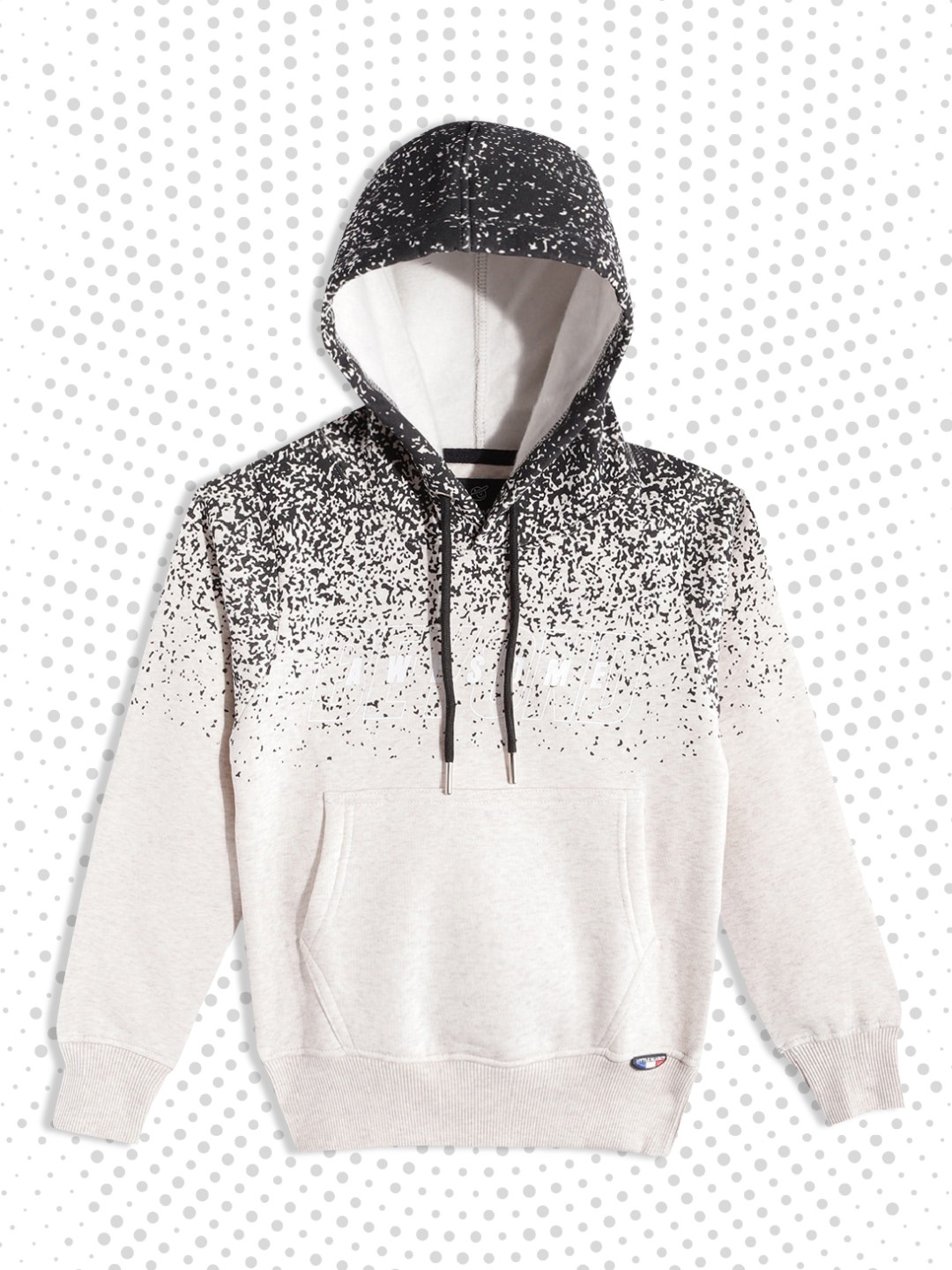 

Little Marco Boys Off White & Black Abstract Printed Hooded Sweatshirt
