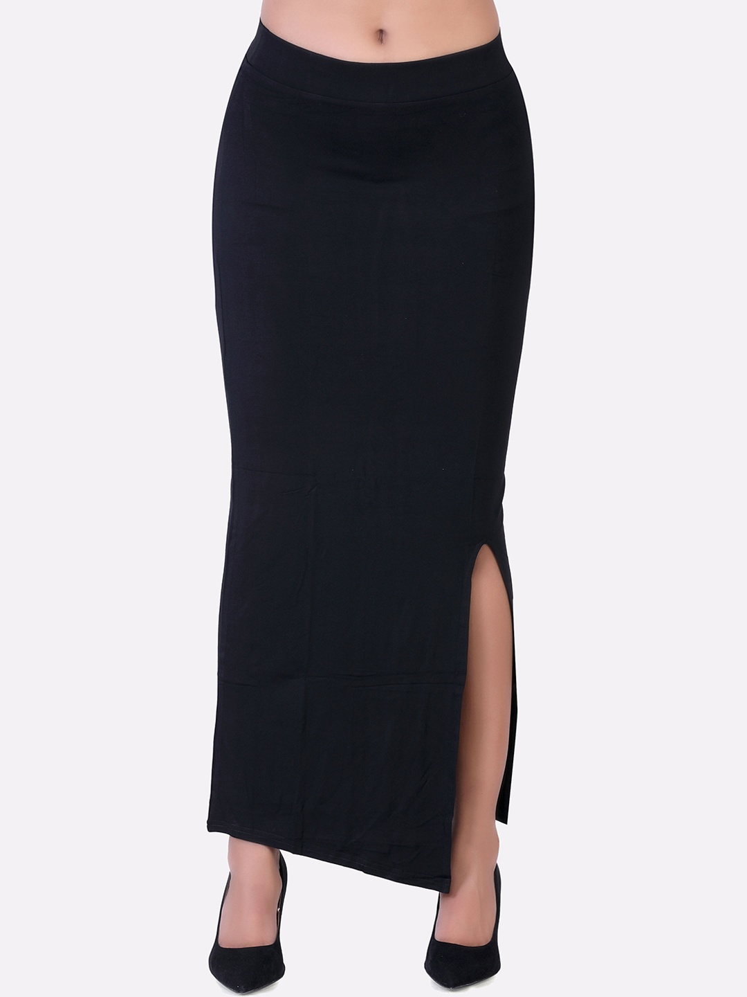 

LAASA SPORTS Women Black Solid Pencil knee Length Skirts
